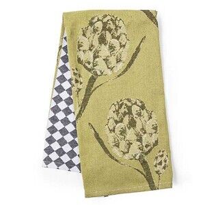 Brand New Mackenzie Childs Artichoke Jacquard Dish Towel SET of 2 Towels NIP TWO
